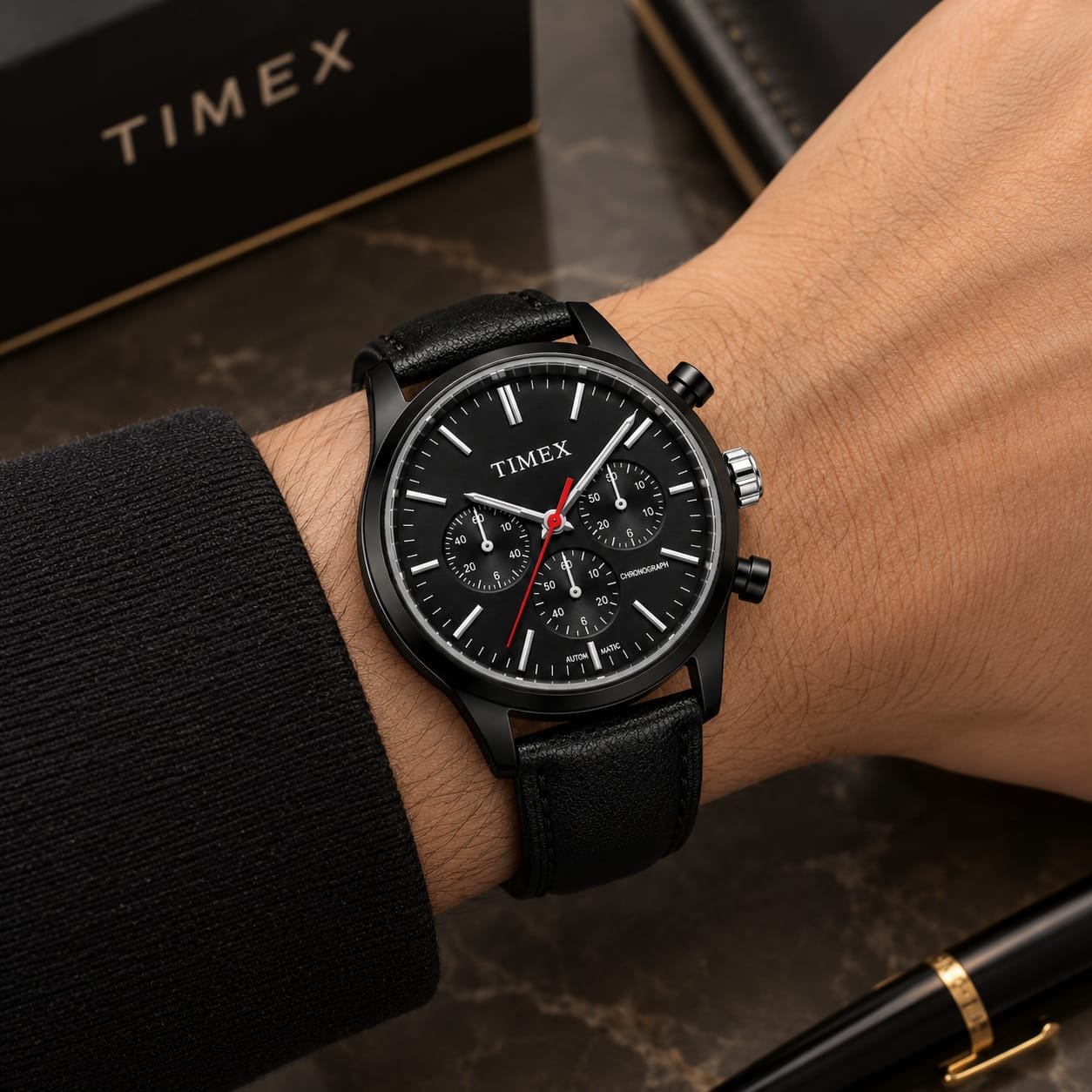 Timevex Black Chronograph Watch for Men - Image 8