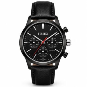 Timevex Black Chronograph Watch | Leather Strap